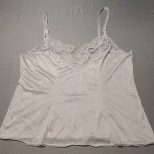 Vassarette Camisole Women L White Lace Trim Vintage 17-105 Made in USA